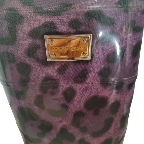 Dolce & GabbanaDolce and Gabbana Purple Leopard Print Wellington Rubber Boots - Picture 4 of 8